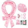 Pink Satin Heatless Curlers  to Sleep In Overnight
